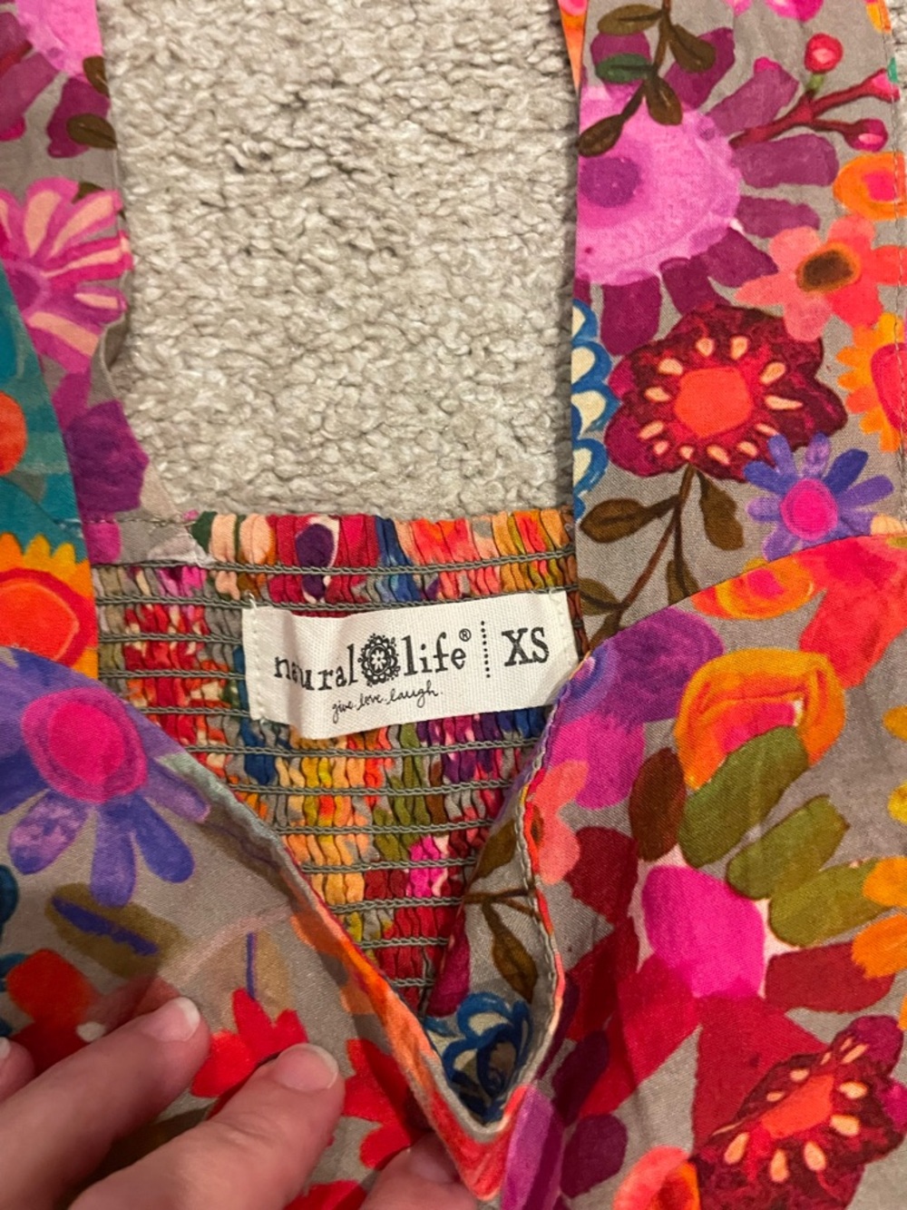 NATURAL LIFE Floral Multicolor Boho V-Neck Top XS - Picture 5 of 7